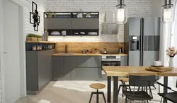 Дызайн кухні ў стылі лофт 10 м2