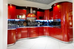 Kitchen with curved fronts photo