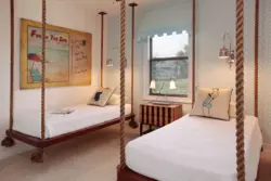 Bedroom interior with hanging bed