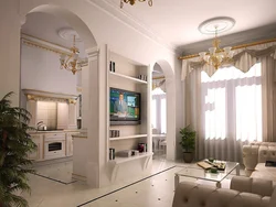 Бағанасы бар қонақ бөлмесінің интерьер дизайны
