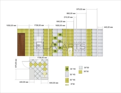 What are the sizes of bathroom tiles on the wall? Photos