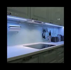 Photo of a kitchen with backlit tape