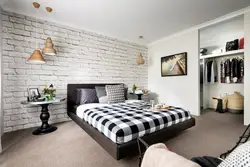 Bricks in the bedroom interior photo