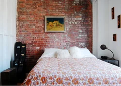 Bricks in the bedroom interior photo