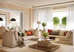 Warm living room design photo