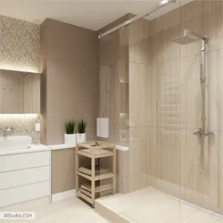 Bathtub design with shower in light colors