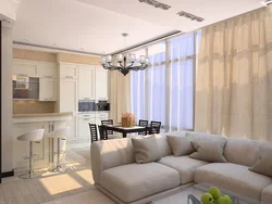 Mətbəx qonaq otağı 24 kv m dizayn 2 pəncərə