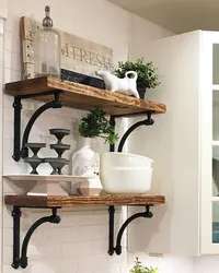 Wall shelves in the kitchen interior photo how