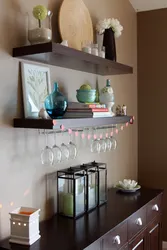 Wall shelves in the kitchen interior photo how