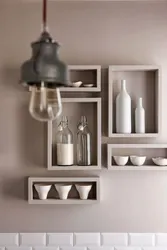 Wall shelves in the kitchen interior photo how