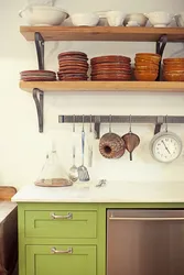 Настенные полки в интерьере кухни фото как