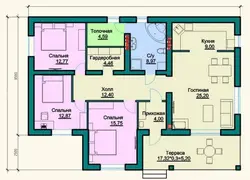 Design project of a one-story house with 3 bedrooms