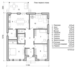 Design project of a one-story house with 3 bedrooms