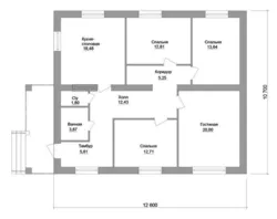 Design project of a one-story house with 3 bedrooms