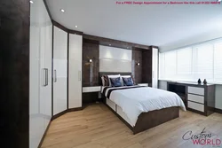 Bedroom Design With Large Wardrobe And Bed