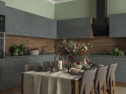 Combination of brown and gray in the kitchen interior