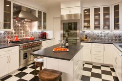 Apron and floor for a white kitchen photo