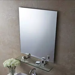 Bathroom interior mirror with shelf