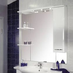 Bathroom interior mirror with shelf