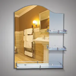 Bathroom interior mirror with shelf