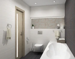 Gray bathroom with beige photo