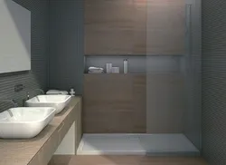 Бежевый фотосуреті бар сұр ванна бөлмесі
