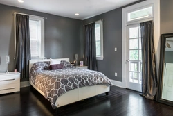 Curtains in the bedroom interior gray walls