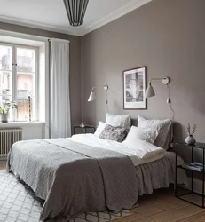Curtains in the bedroom interior gray walls