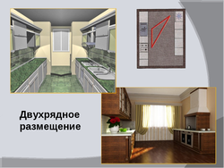 Lesson interior and layout of kitchen dining room