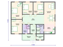 Interior of a one-story house 100 sq m with 3 bedrooms