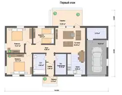 Interior of a one-story house 100 sq m with 3 bedrooms