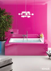 Bathroom design with pink flowers