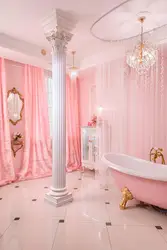 Bathroom design with pink flowers