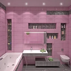 Bathroom design with pink flowers