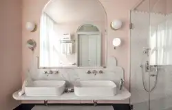 Bathroom design with pink flowers