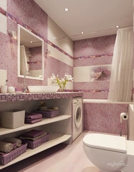 Bathroom design with pink flowers