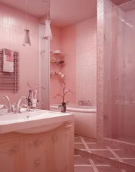 Қызғылт гүлдермен ванна бөлмесінің дизайны