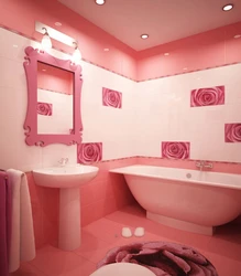 Bathroom design with pink flowers