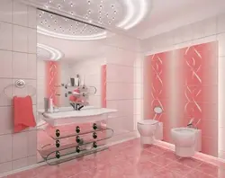 Bathroom design with pink flowers