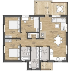 One-story house with one bedroom and kitchen living room photo