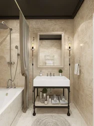 Decorative plaster for walls in the bathroom interior photo