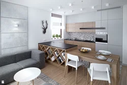 Gray tiles in the kitchen interior photo