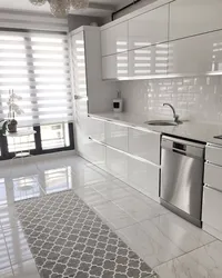 Gray tiles in the kitchen interior photo