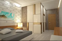 Dressing room design in a bedroom 15 sq.m.