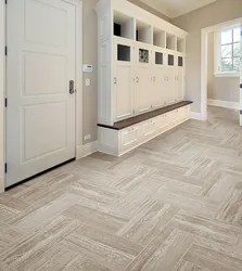 Porcelain tiles in the hallway and kitchen photo