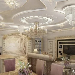 Потолок кухня гостиная дизайн классика