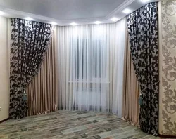Шторы для кутняй гасцінай фота дызайн
