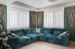 Künc qonaq otağının foto dizaynı üçün pərdələr