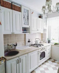 Kitchen design in Provence style with refrigerator