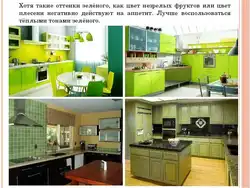 Сочетание цветов в интерьере кухни таблица мебель